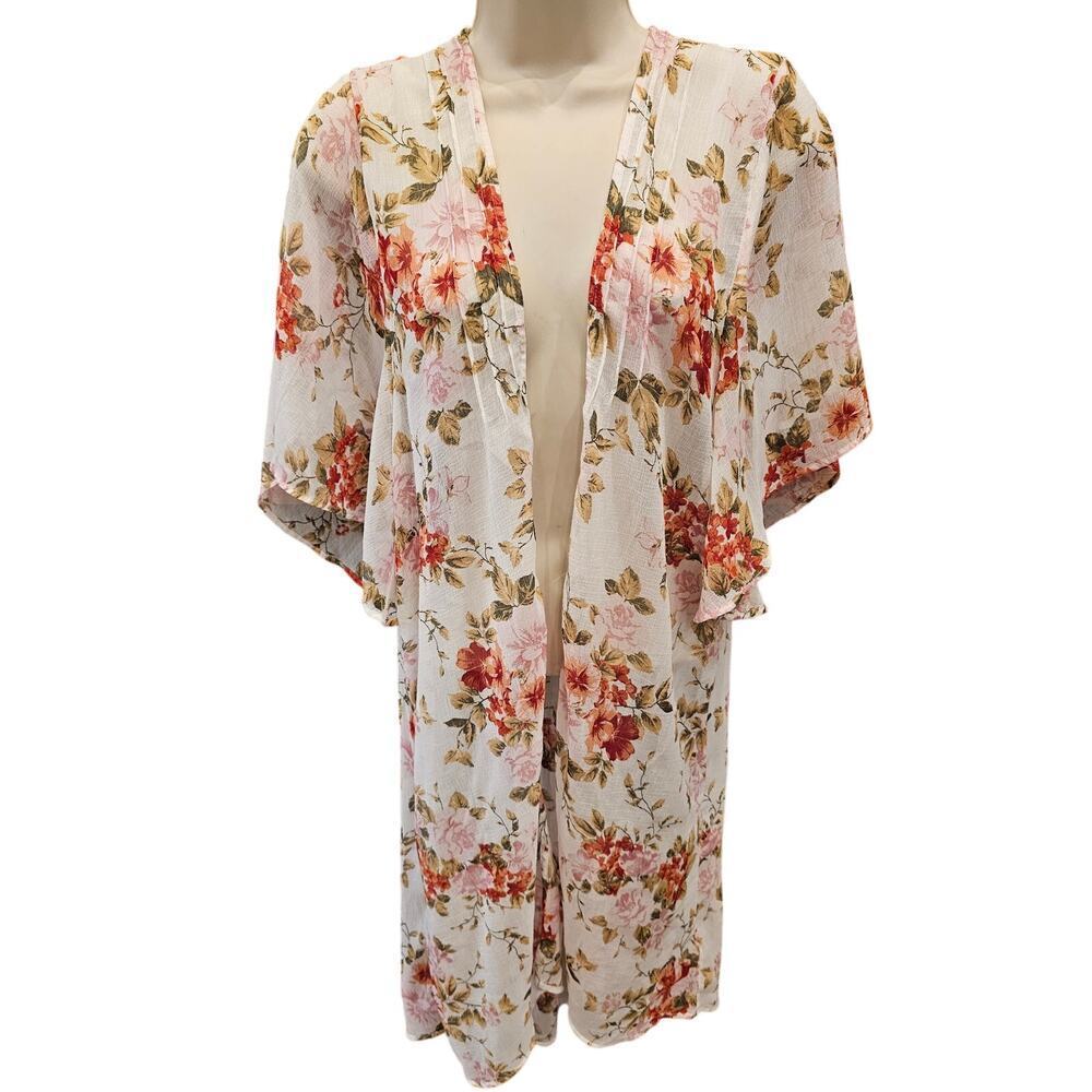 American Eagle light chiffon coquette pink girly open front cardigan M layering